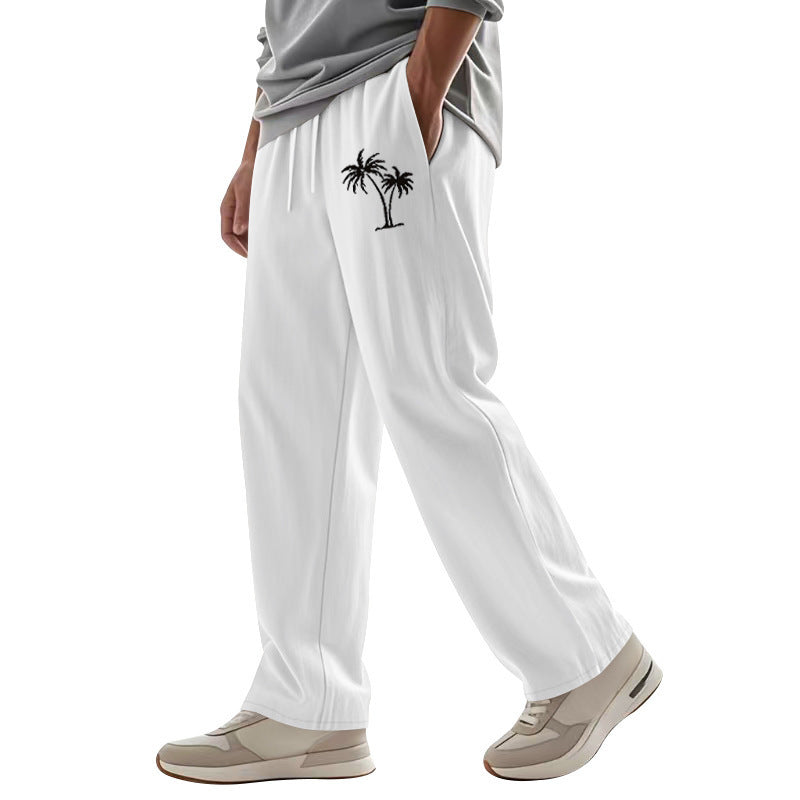 Men’s Casual Linen Blend Beach Pants – Relaxed Fit Trousers
