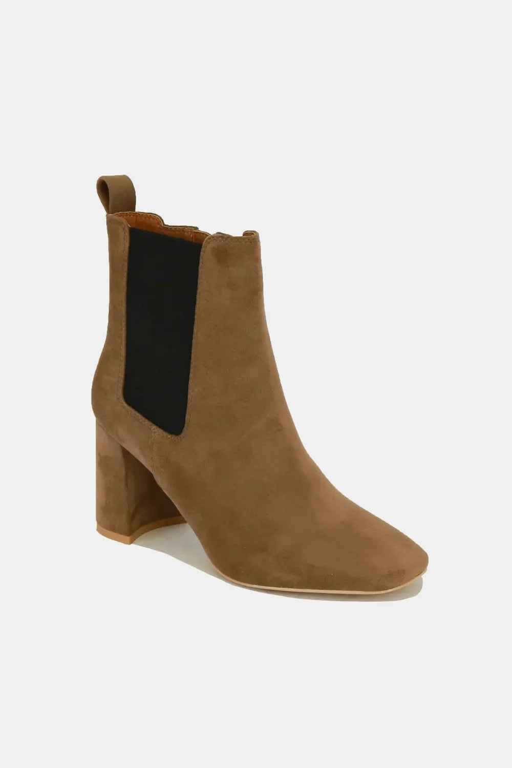 Beast Fashion Faux Suede Block Heel Chelsea Boots – Coffee Brown – 7.5