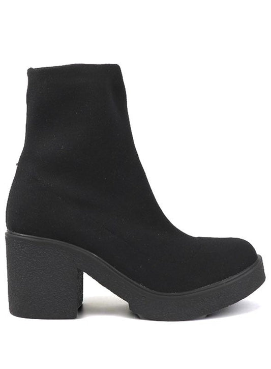 Stretch Sock Bootie with Chunky Platform Sole – Black – 7