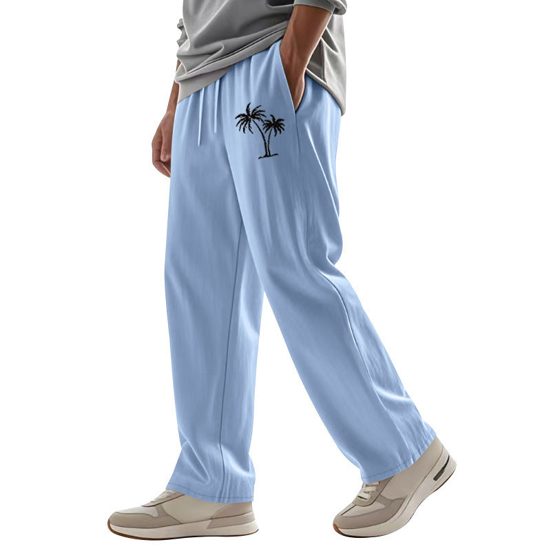 Men’s Casual Linen Blend Beach Pants – Relaxed Fit Trousers