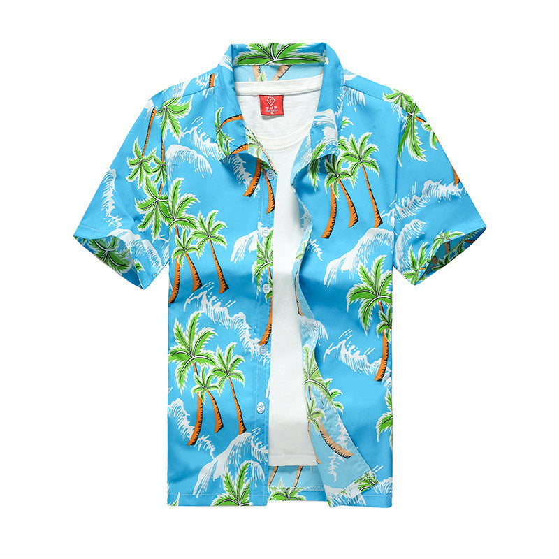 Teens Tropical Wave Hawaiian Button-Up – Resort Short Sleeve (S–4XL) - The Dock Drop