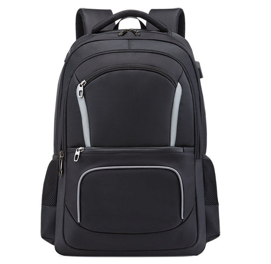 Water-Resistant Anti-Theft Laptop Backpack – Large Capacity (Black/Navy) - The Dock Drop