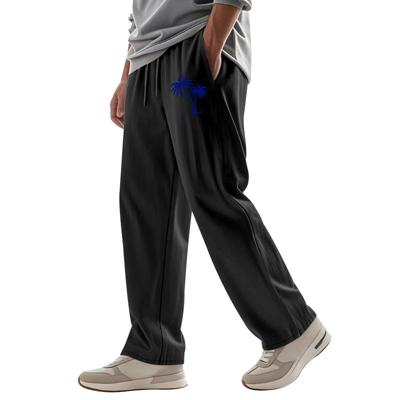 Men’s Casual Linen Blend Beach Pants – Relaxed Fit Trousers