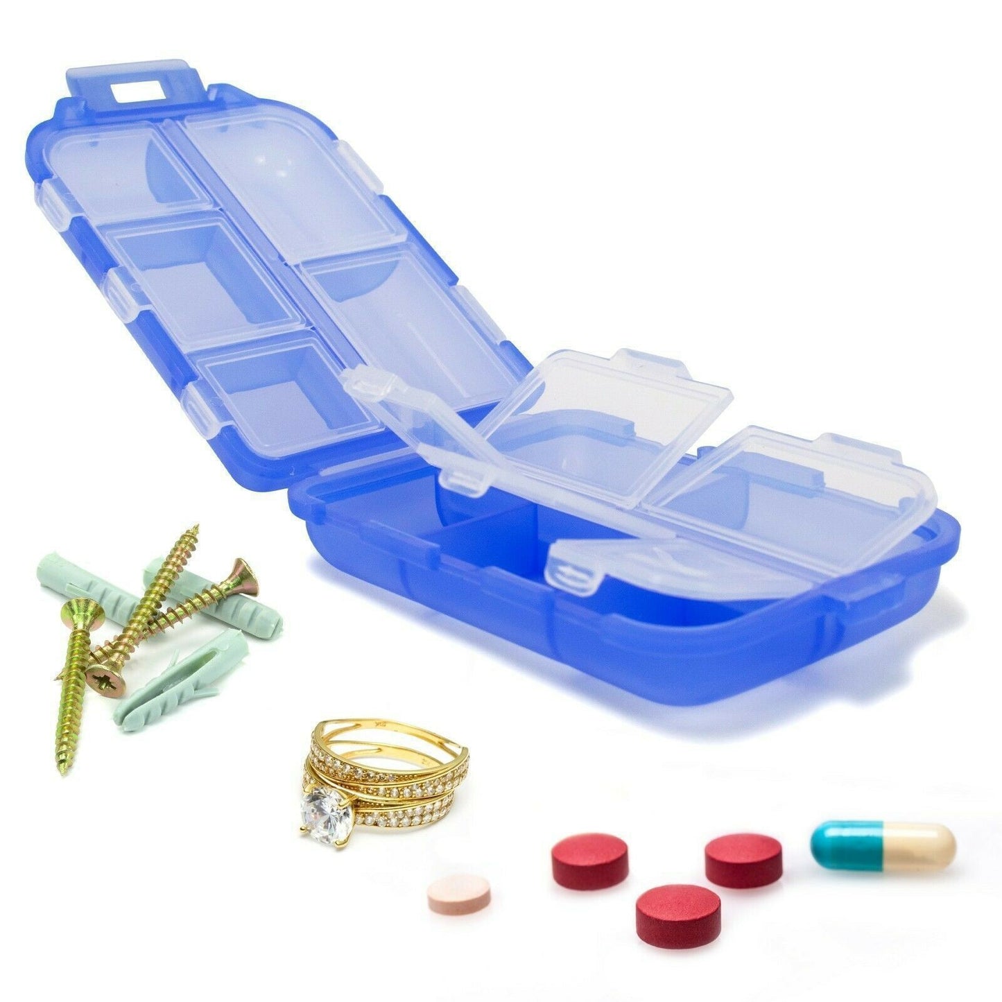 Compact 10-Grid Travel Pill Organizer