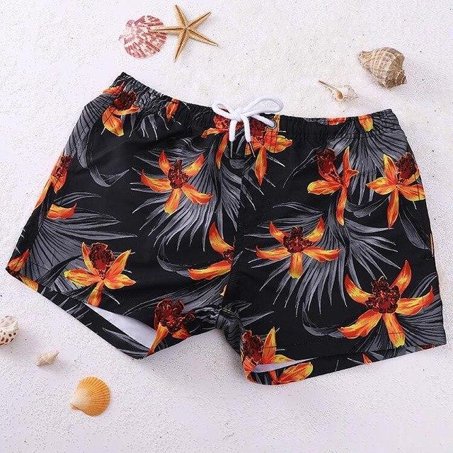 Tropical Print Swim Trunks – Quick-Dry Beach Shorts (S–3XL)