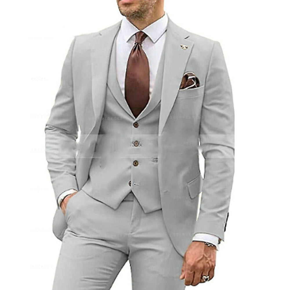 Men’s Three-Piece Slim Fit Formal Suit – Blazer, Vest & Trousers