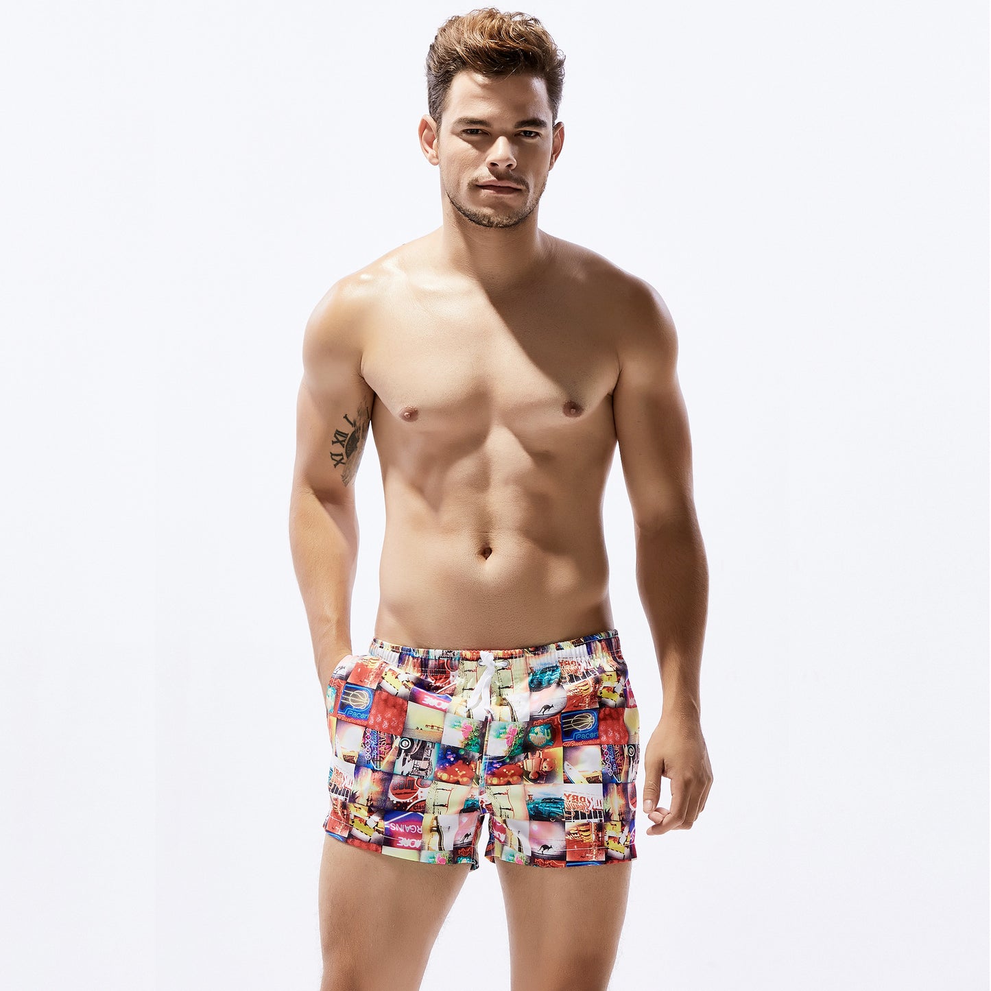 Tropical Print Swim Trunks – Quick-Dry Beach Shorts (S–3XL)