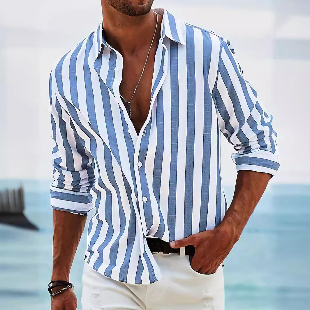 Men’s Striped Button-Up Shirt - The Dock Drop