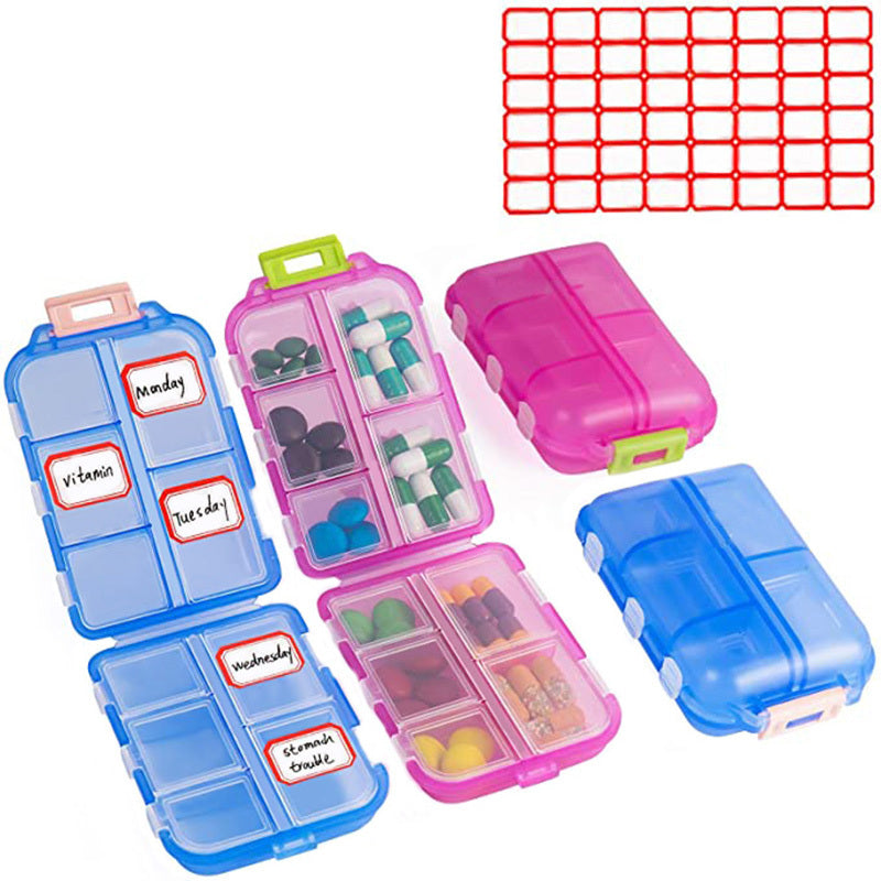 Compact 10-Grid Travel Pill Organizer