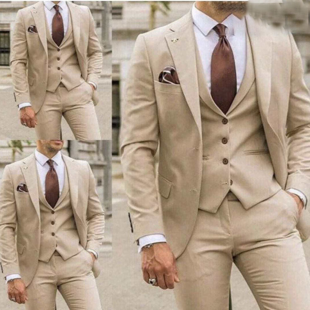 Men’s Three-Piece Slim Fit Formal Suit – Blazer, Vest & Trousers