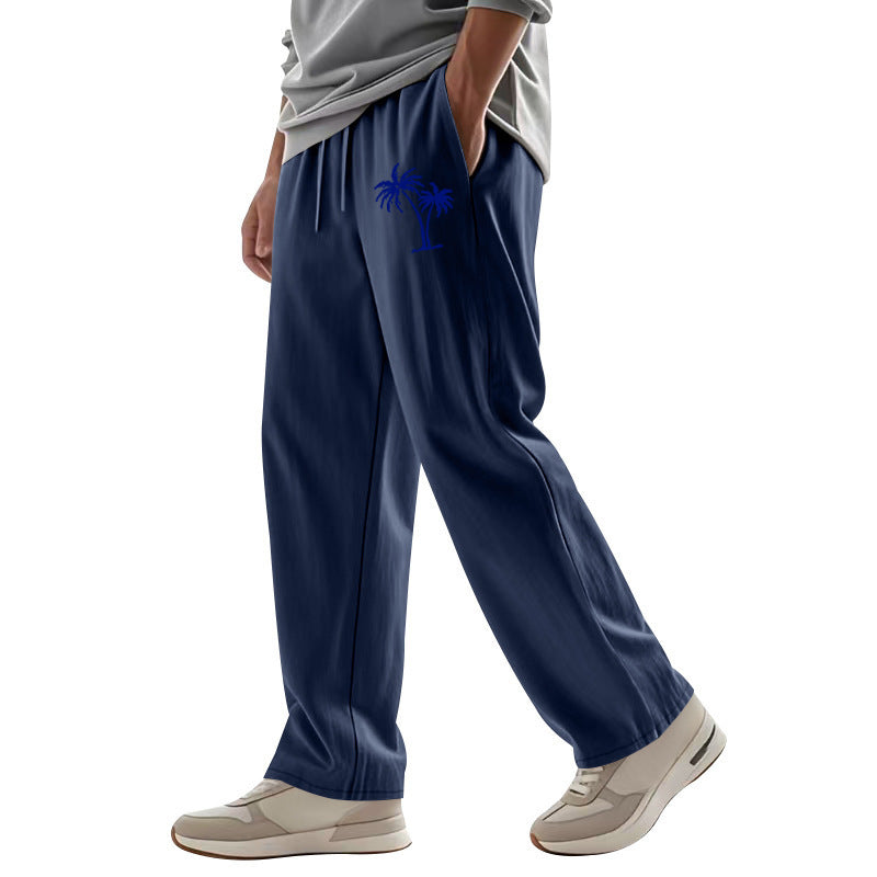 Men’s Casual Linen Blend Beach Pants – Relaxed Fit Trousers