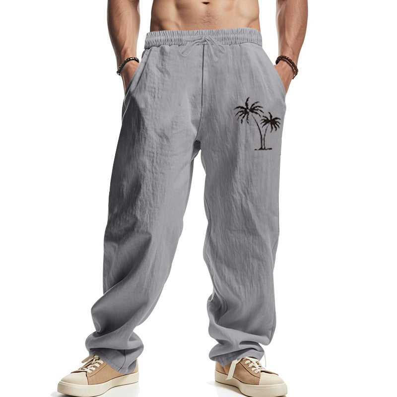 Men’s Casual Linen Blend Beach Pants – Relaxed Fit Trousers