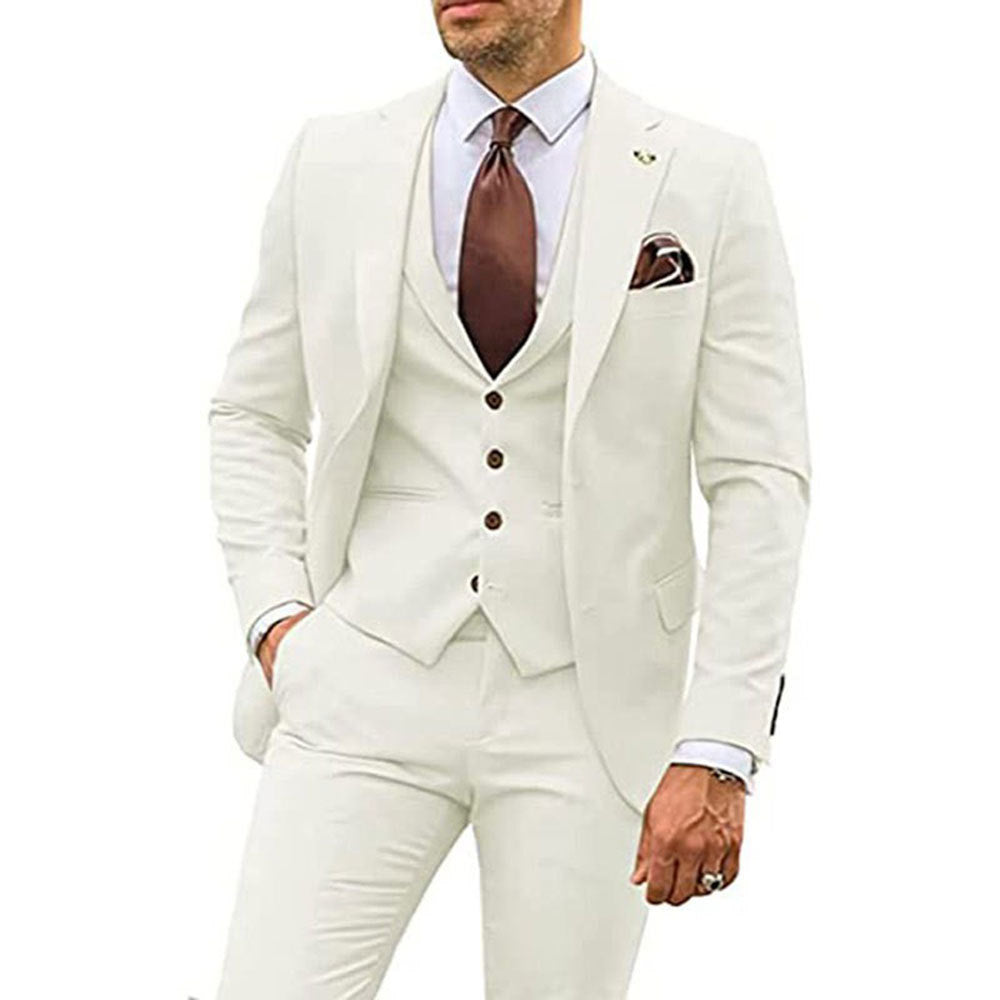 Men’s Three-Piece Slim Fit Formal Suit – Blazer, Vest & Trousers