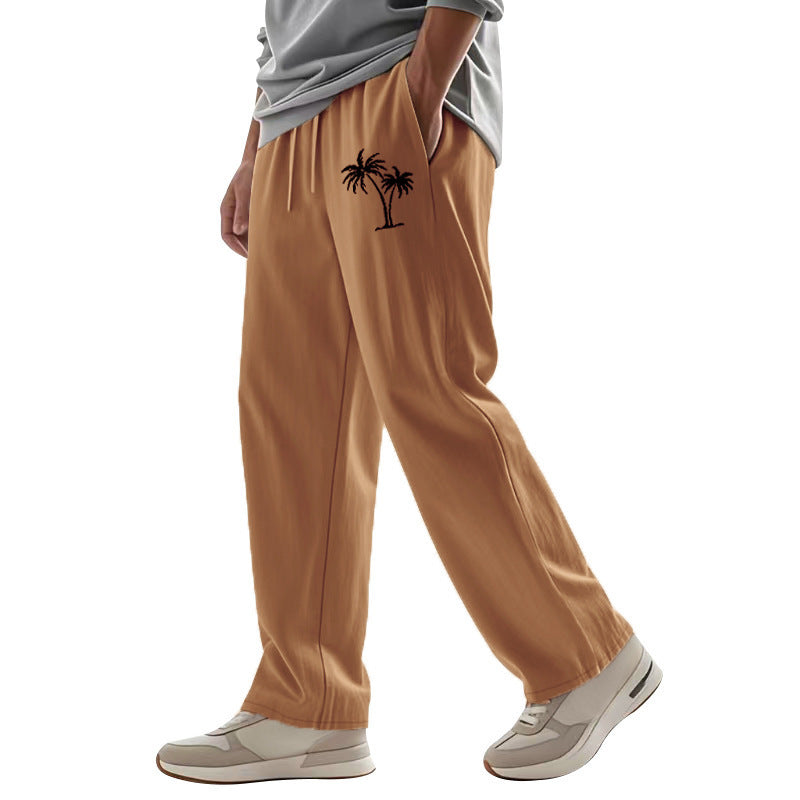 Men’s Casual Linen Blend Beach Pants – Relaxed Fit Trousers
