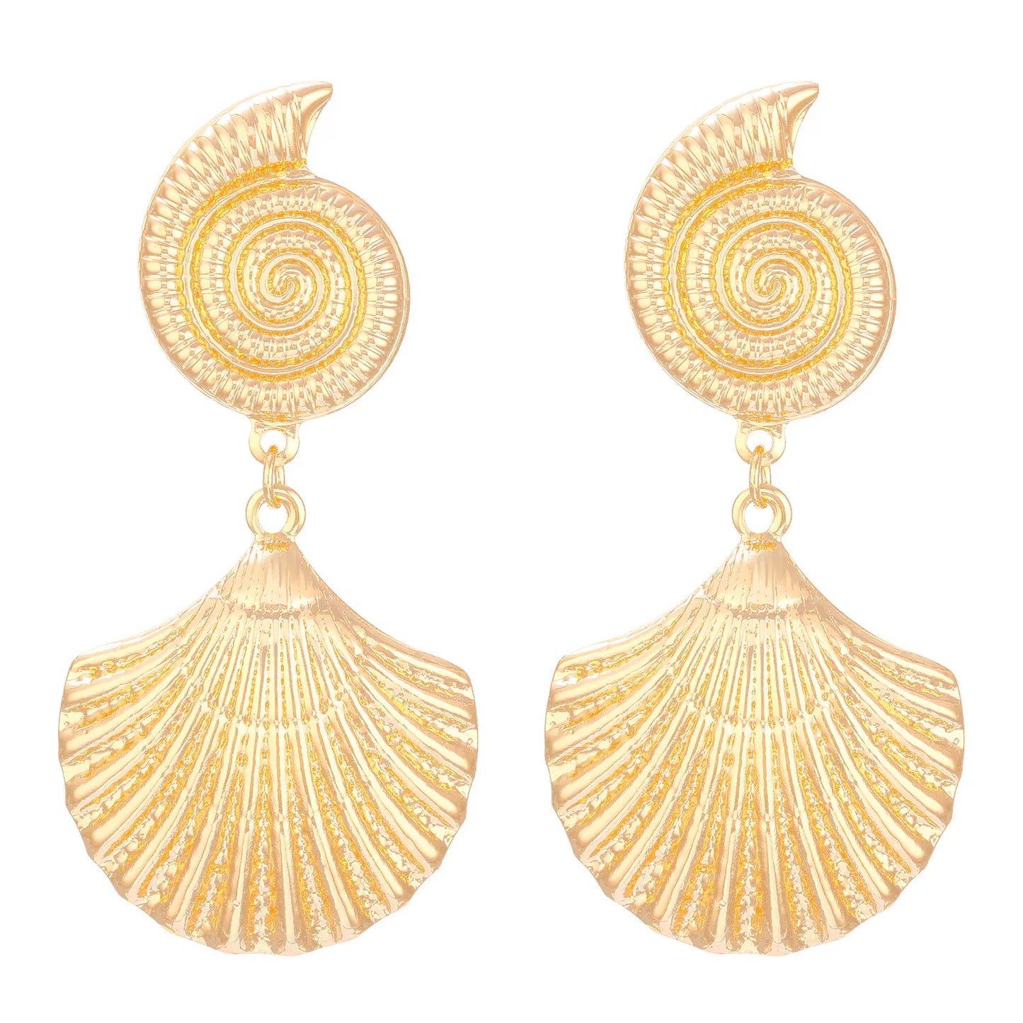 Golden Seashell Statement Earrings