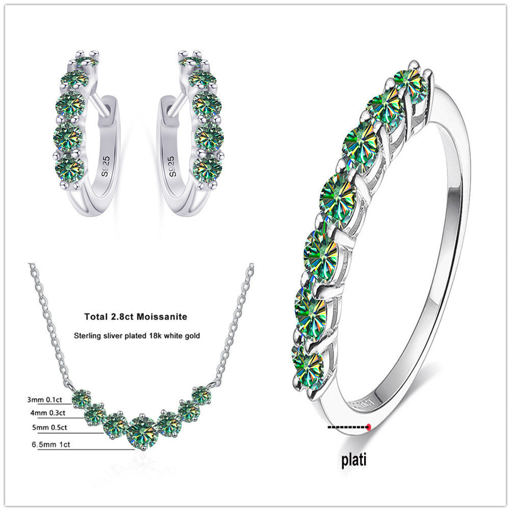 Emerald Horizon Moissanite Jewelry Set