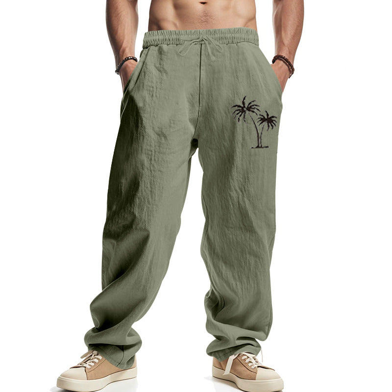 Men’s Casual Linen Blend Beach Pants – Relaxed Fit Trousers