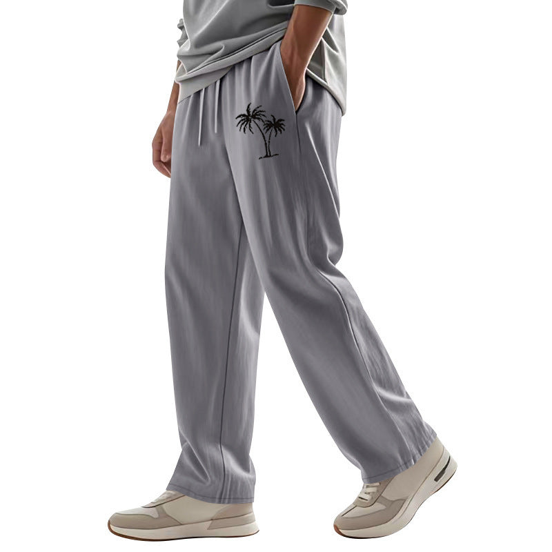Men’s Casual Linen Blend Beach Pants – Relaxed Fit Trousers