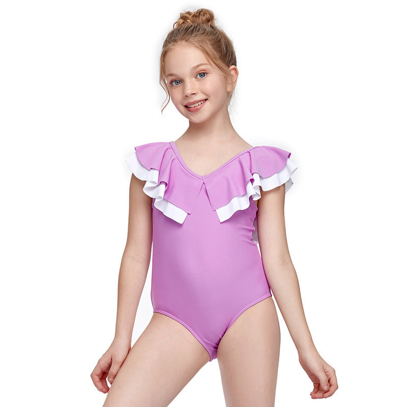 Seaside Ruffles – Girls One-Piece Swimsuit with Headband