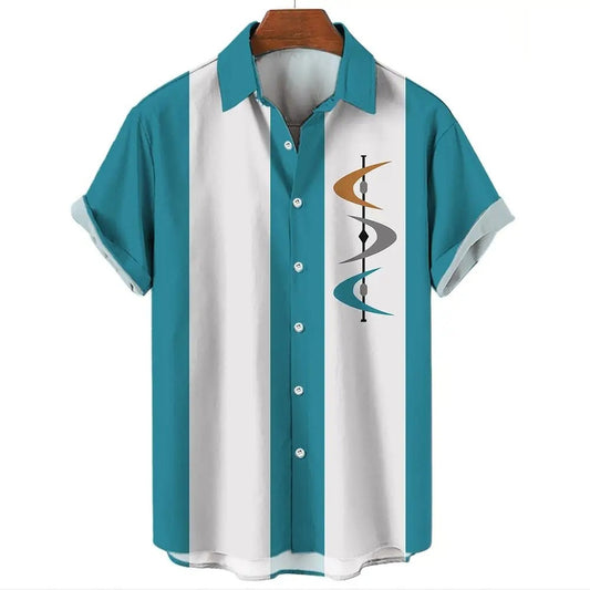 Two-Tone Stripe Resort Button-Up – Short Sleeve (S–2XL) - The Dock Drop