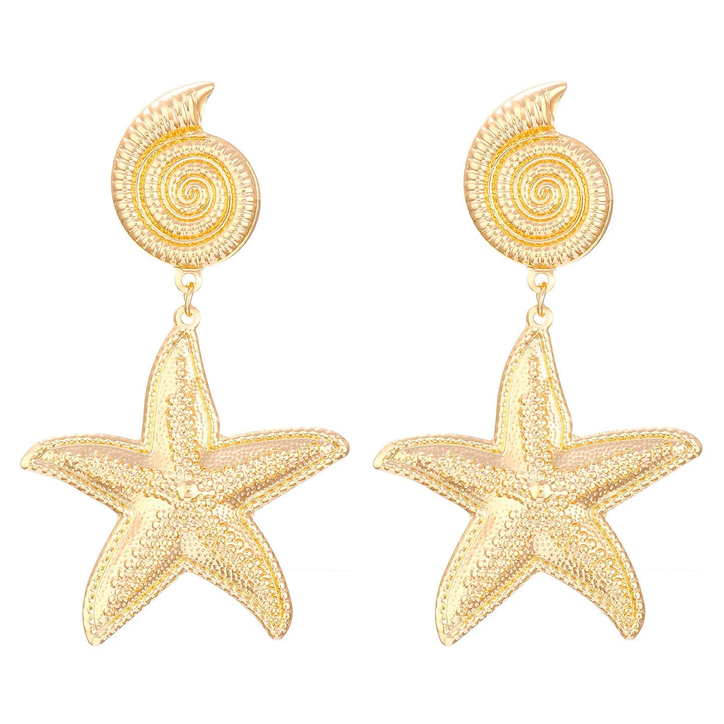 Golden Seashell Statement Earrings