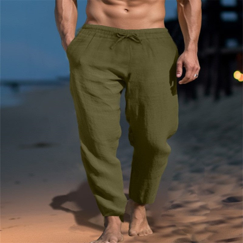 Men’s Linen Blend Loose Fit Beach Casual Pants