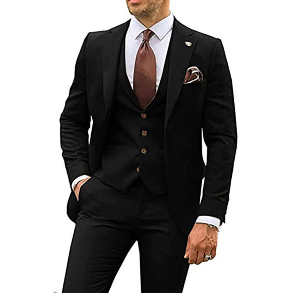 Men’s Three-Piece Slim Fit Formal Suit – Blazer, Vest & Trousers