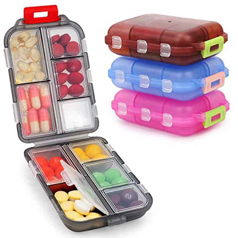 Compact 10-Grid Travel Pill Organizer