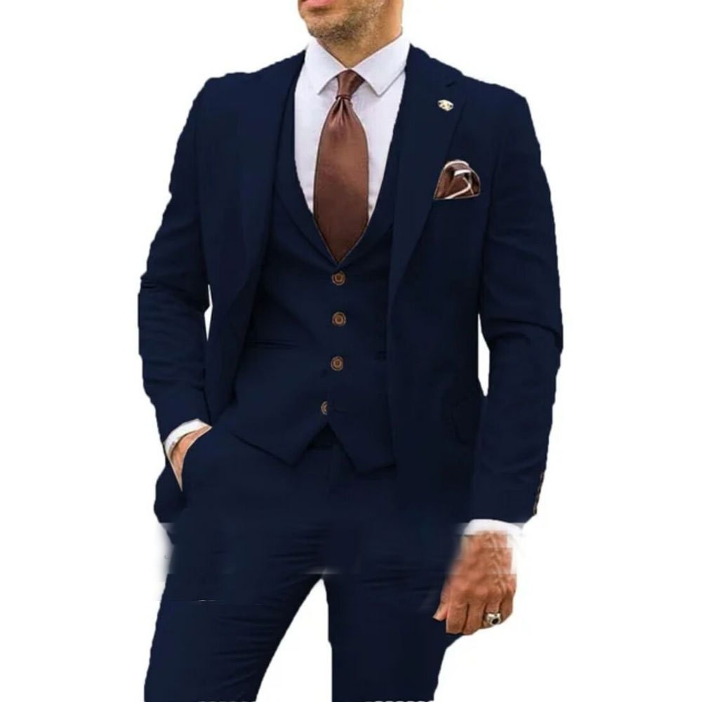 Men’s Three-Piece Slim Fit Formal Suit – Blazer, Vest & Trousers