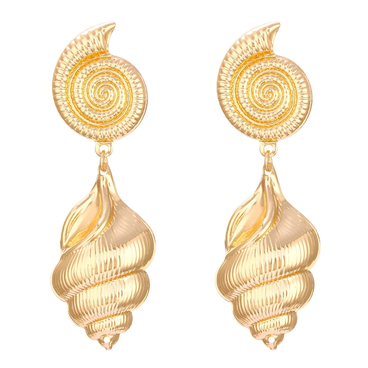 Golden Seashell Statement Earrings