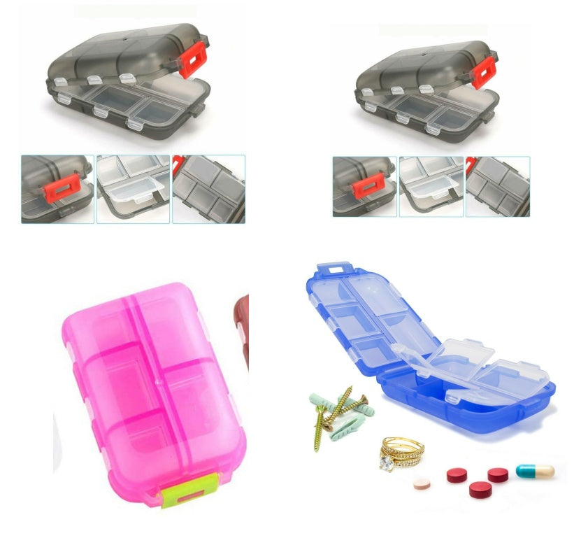 Compact 10-Grid Travel Pill Organizer