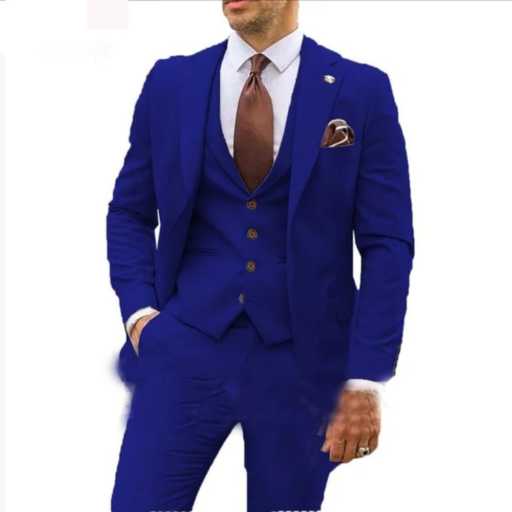Men’s Three-Piece Slim Fit Formal Suit – Blazer, Vest & Trousers