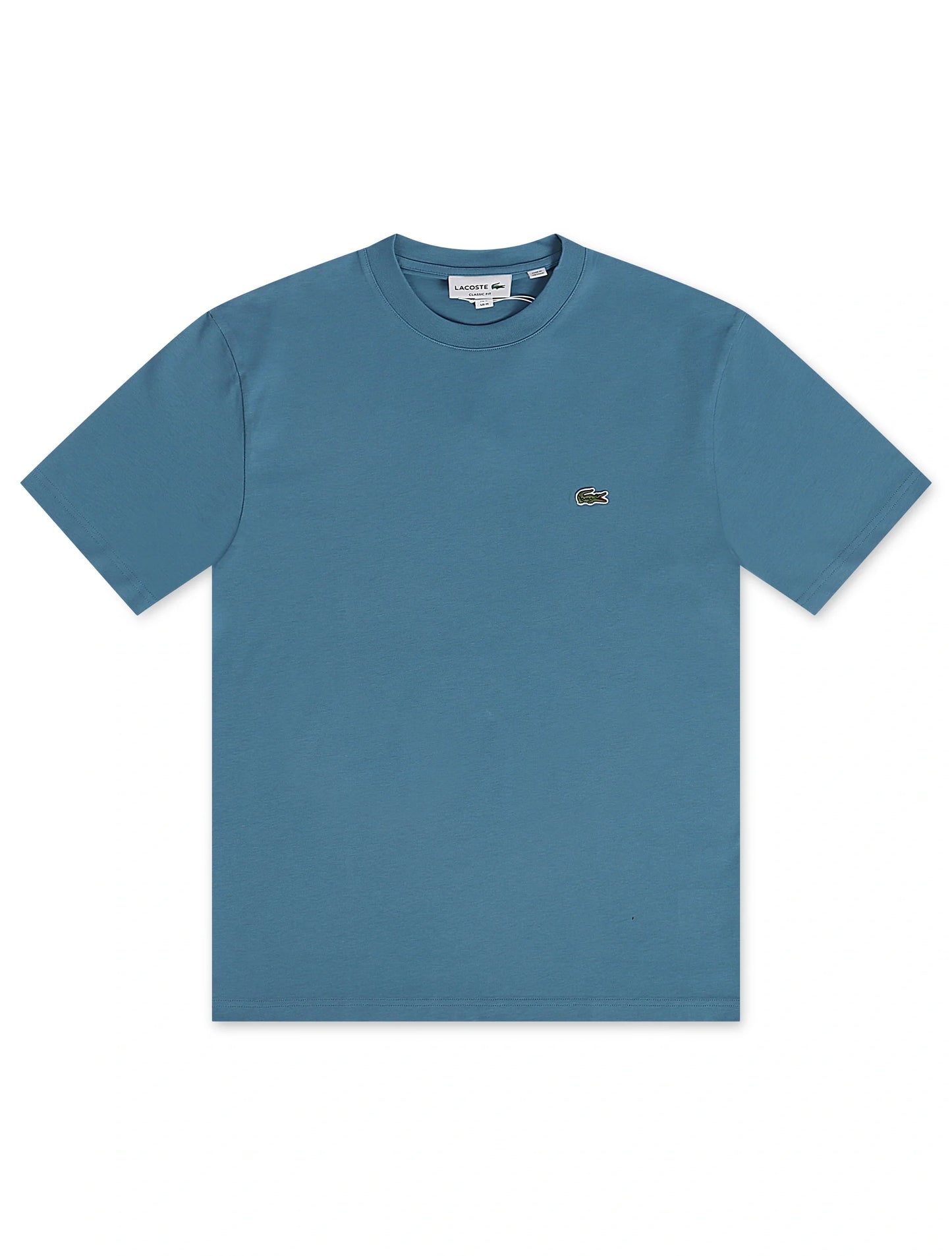 Blue t-shirt with a brand logo on a white background