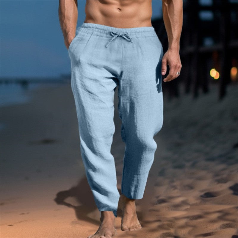 Men’s Linen Blend Loose Fit Beach Casual Pants