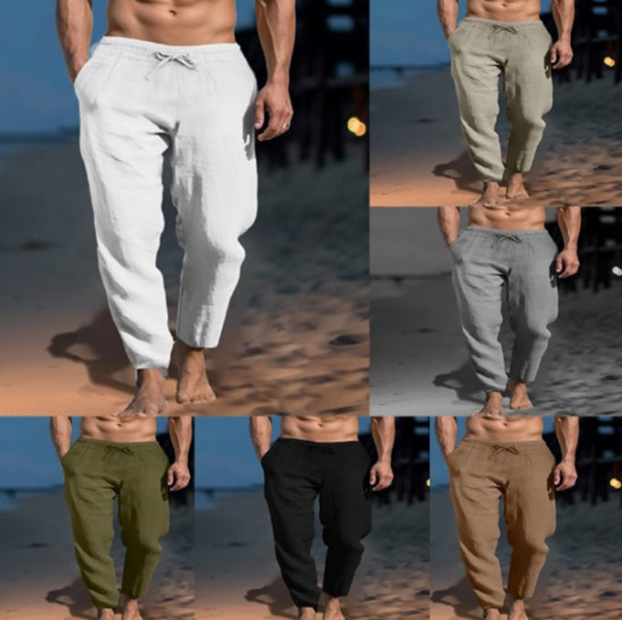 Men’s Linen Blend Loose Fit Beach Casual Pants