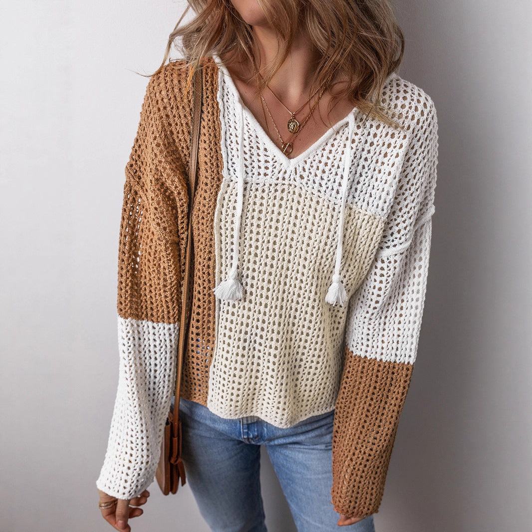 Color-Block Knit Sweater – Effortless Coastal Chic