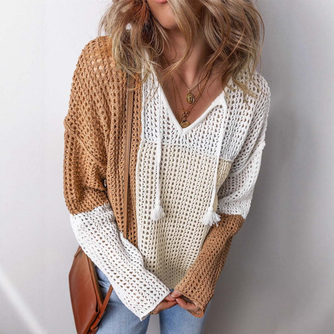 Color-Block Knit Sweater – Effortless Coastal Chic