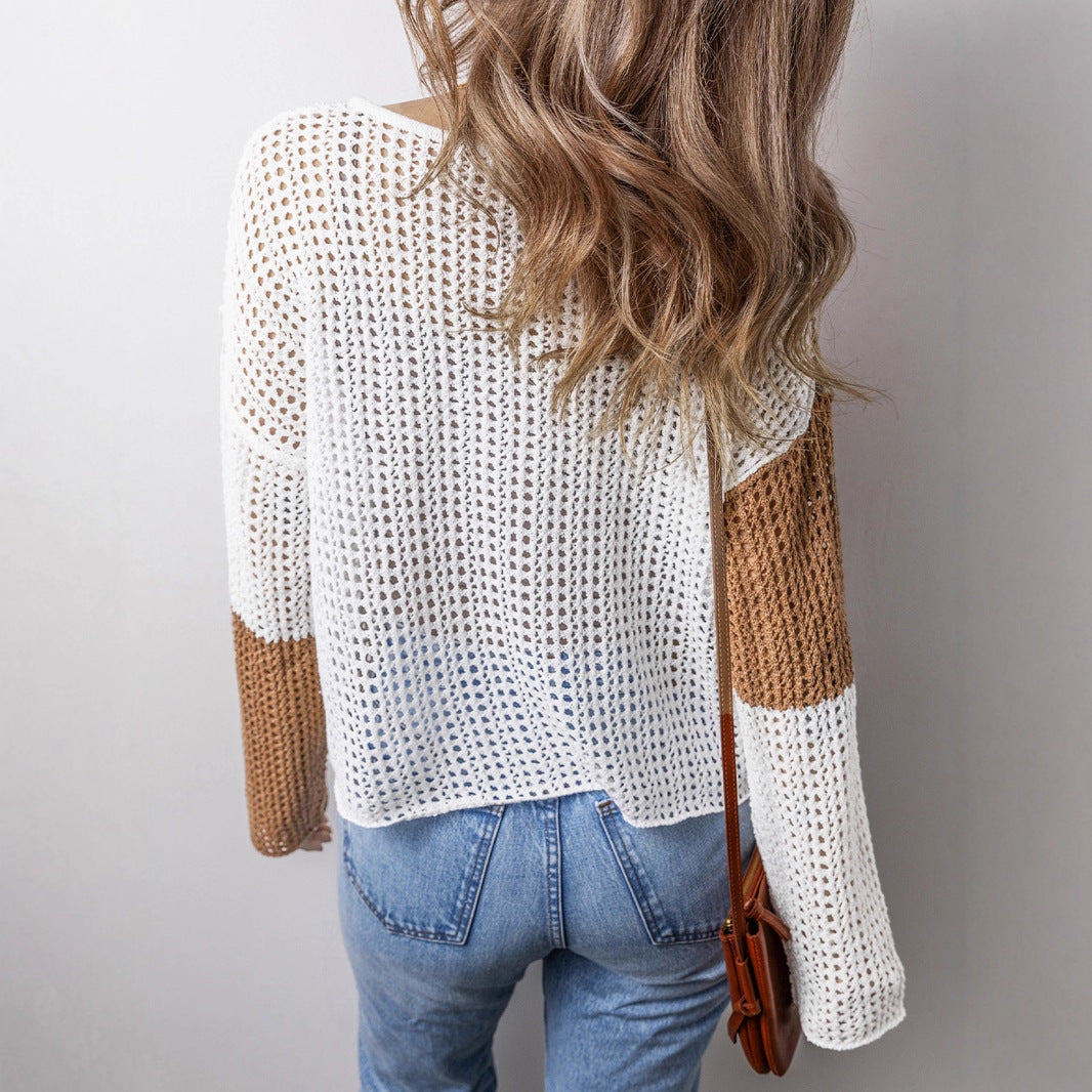 Color-Block Knit Sweater – Effortless Coastal Chic