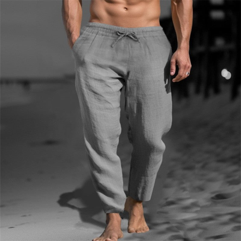 Men’s Linen Blend Loose Fit Beach Casual Pants