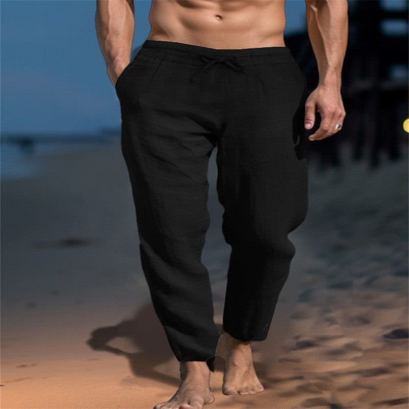 Men’s Linen Blend Loose Fit Beach Casual Pants