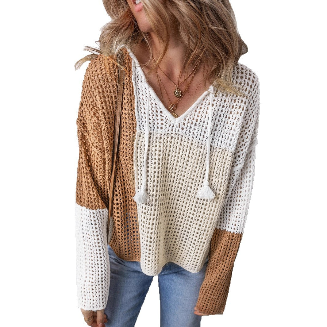 Color-Block Knit Sweater – Effortless Coastal Chic