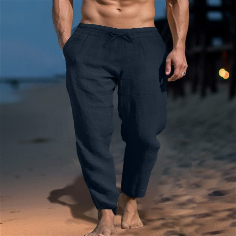 Men’s Linen Blend Loose Fit Beach Casual Pants