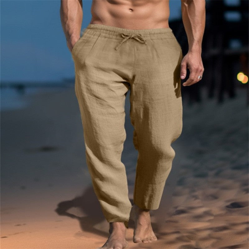 Men’s Linen Blend Loose Fit Beach Casual Pants