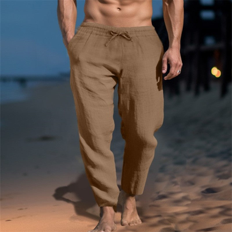 Men’s Linen Blend Loose Fit Beach Casual Pants