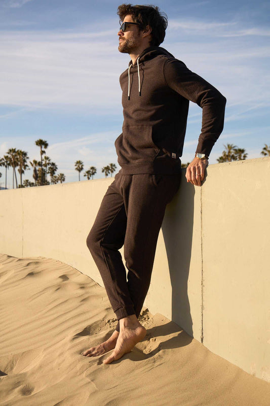 Dune Drawstring Terry Jogger – Brown Heather, Soft French Terry - The Dock Drop