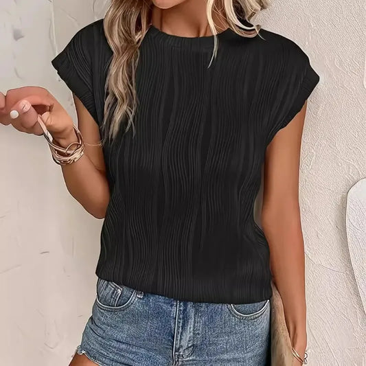 Women’s Pleated Cap Sleeve Top – Lightweight Summer Cruise Tee