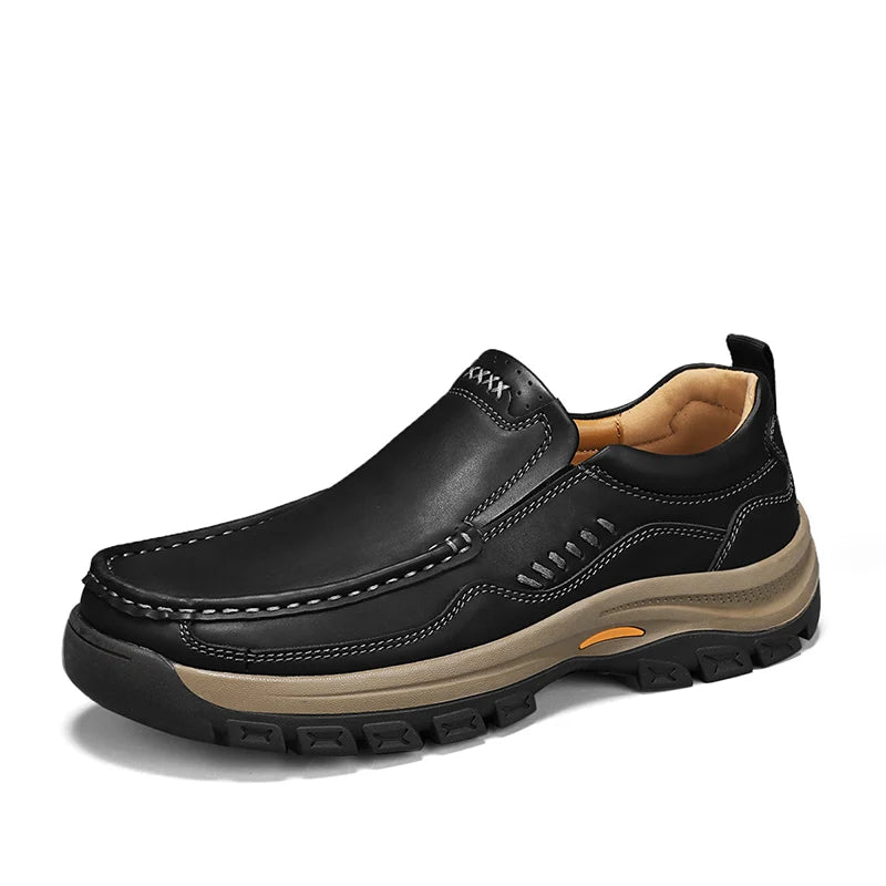 Men’s Hand-Stitched Casual Loafers – Microfiber Upper, Slip-On Comfort
