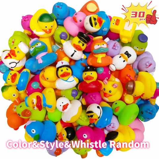 30 – Pack Rubber Ducks in Bulk,assortment Duckies for Jeep Ducking Floater Duck Bath Toys Party Favors Color&style&whistle Ra