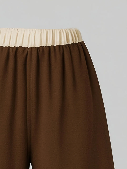 Girls’ Bow Crop Top & Wide-Leg Pants Set – Brown