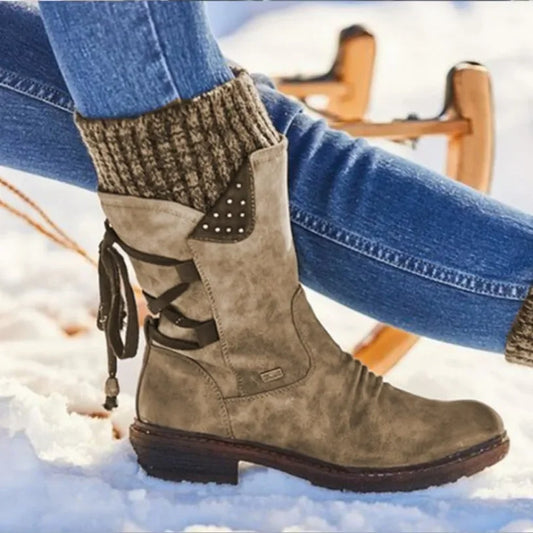 Women’s Winter Mid-Calf Suede Boots | Warm, Stylish & Non-Slip